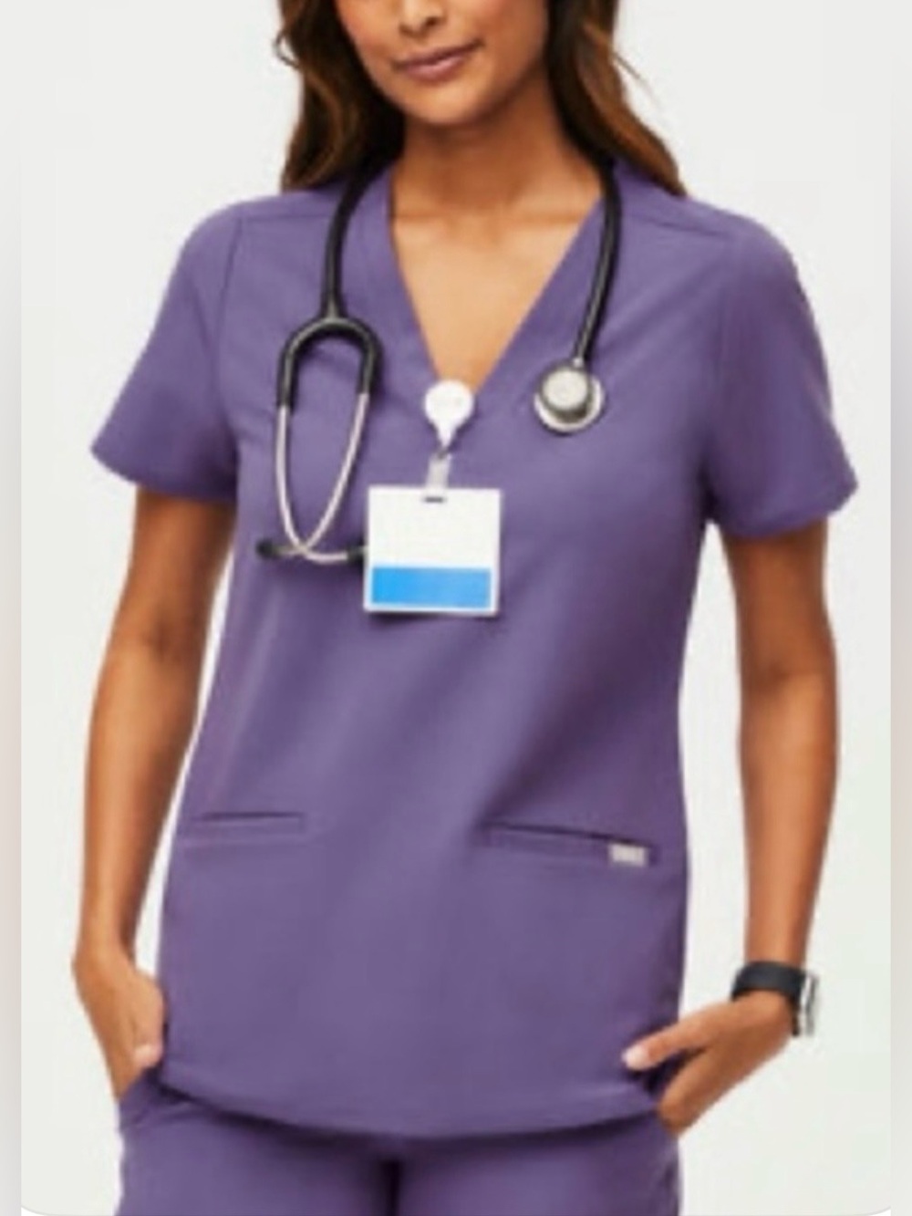 💜FIGS Casma Three-Pocket Scrub Top. Size-XL. Limited Edition color-Amethyst. NWT
